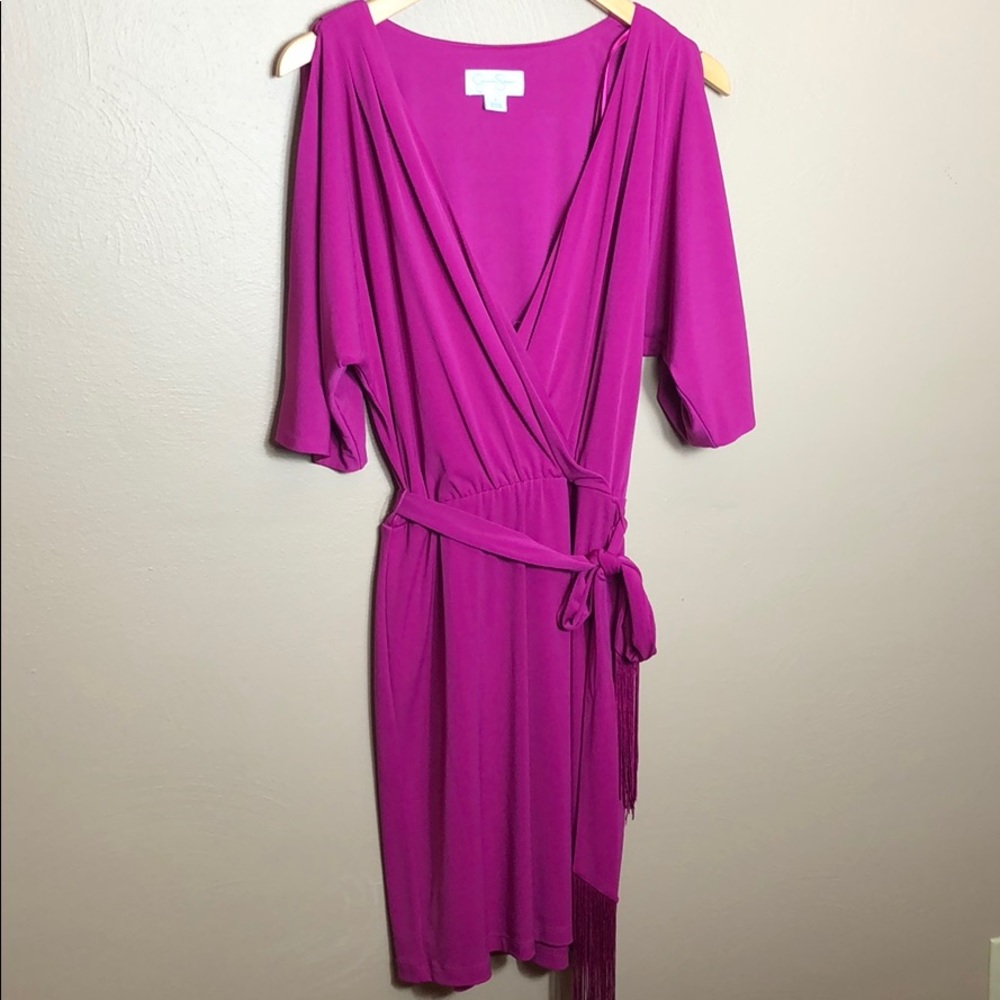 Jessica Simpson Slit Sleeve Faux Wrap Dress
